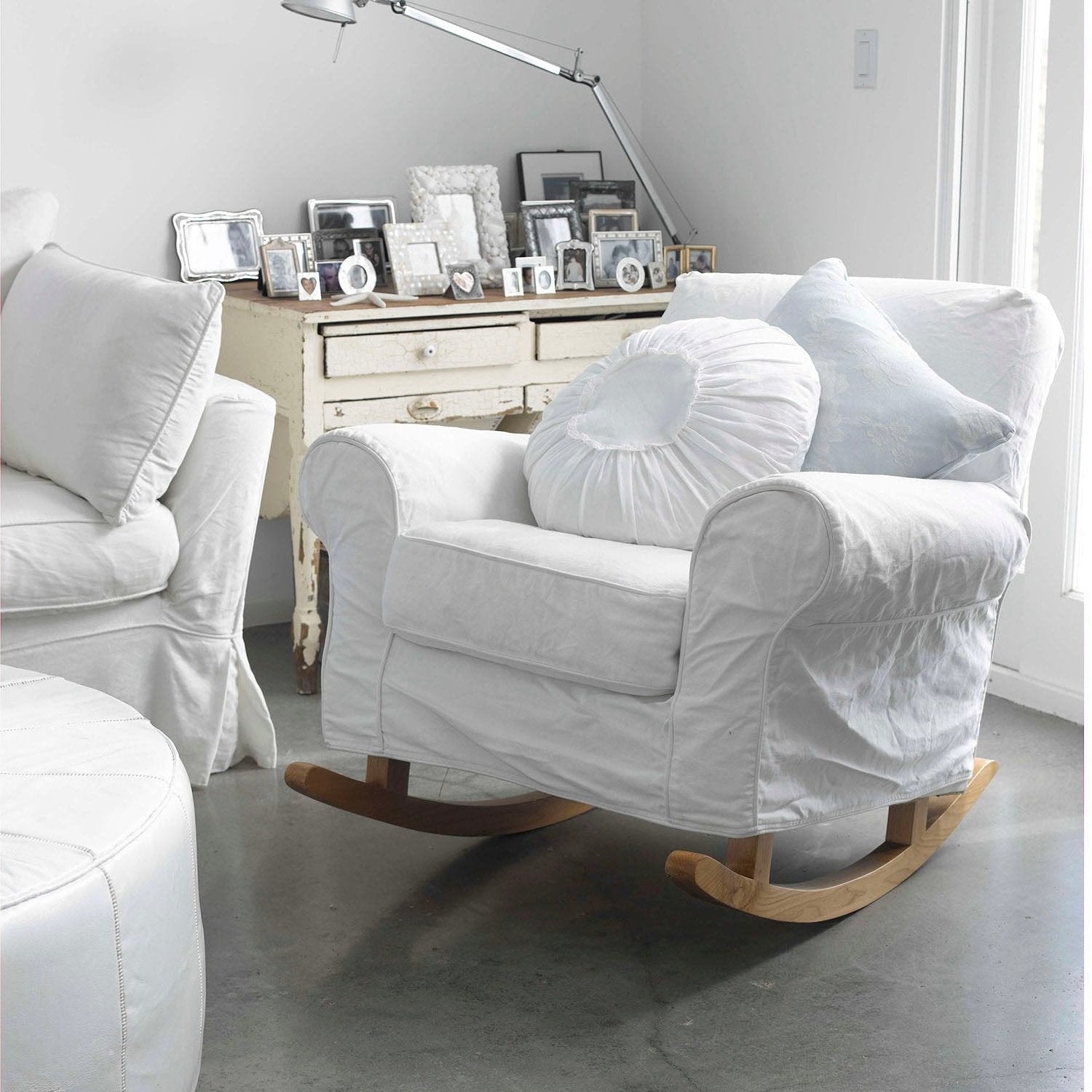 Slipcover Rocking Chair Rocking Armchair with Rolled Arms Rachel Ashwell Shabby Chic Couture