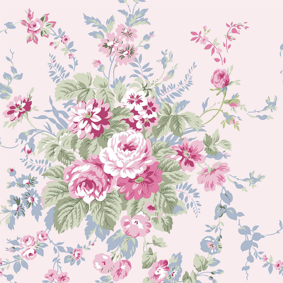 Rachel Ashwell Garden Floral Pink Blue Wallpaper
