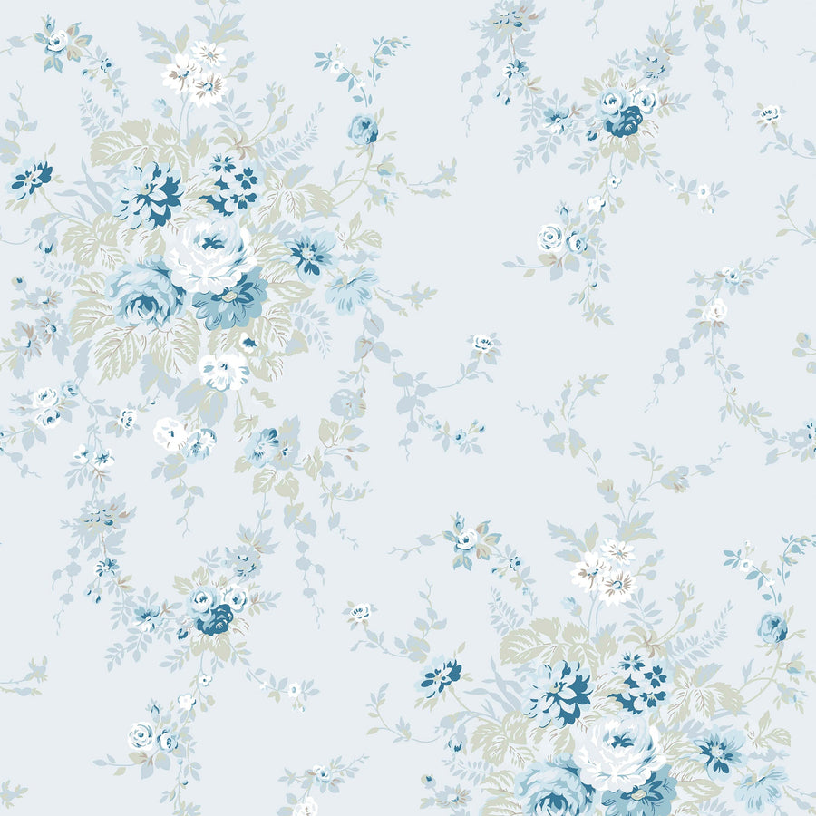 Rachel Ashwell Garden Floral Soft Blue Wallpaper - Swatch