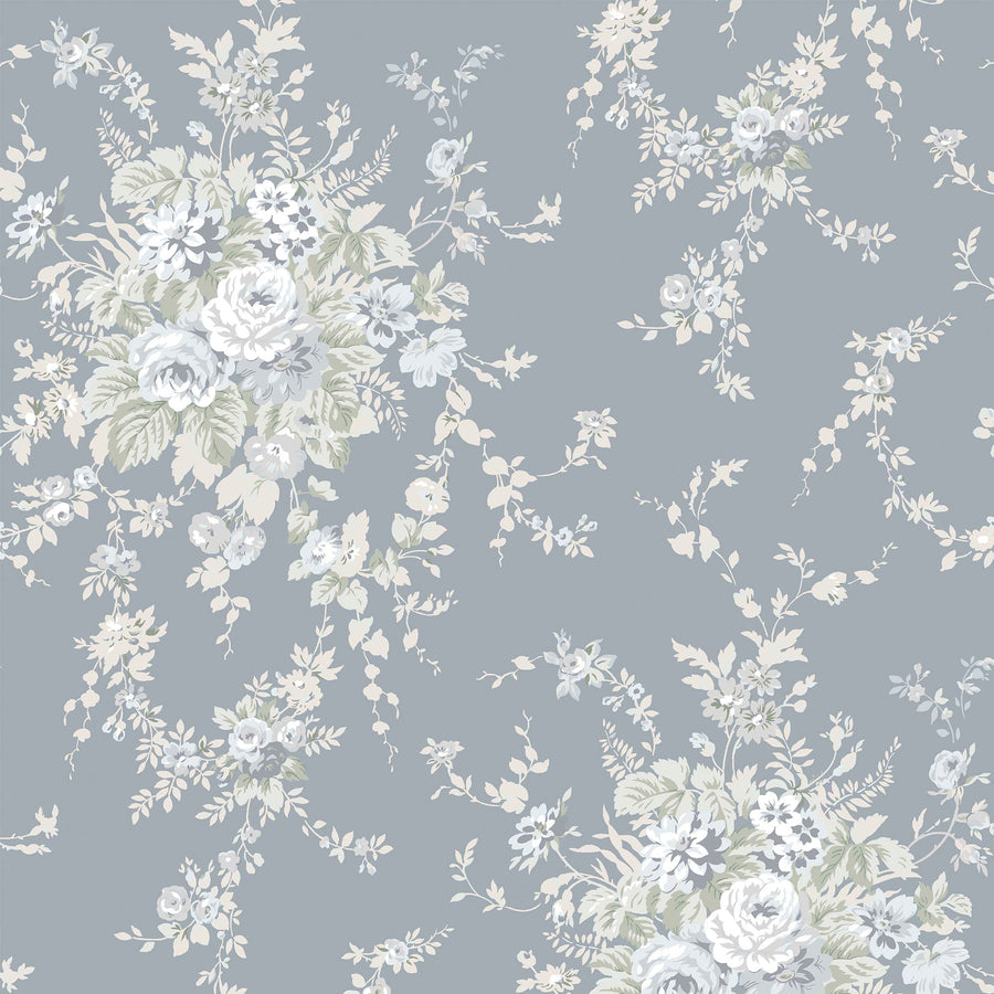 Rachel Ashwell Garden Floral Slate Grey Wallpaper - Swatch