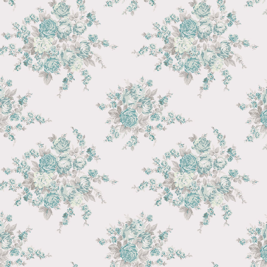 Rachel Ashwell Rose Blossom Teal Wallpaper - Swatch