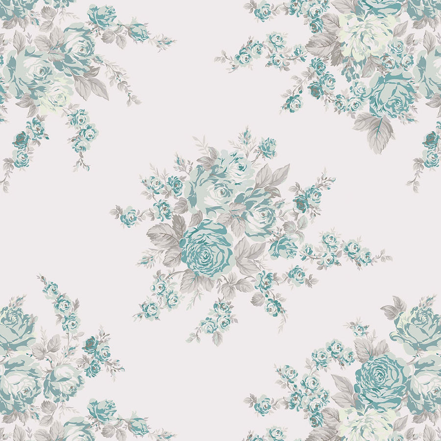 Rachel Ashwell Rose Blossom Teal Wallpaper - Swatch