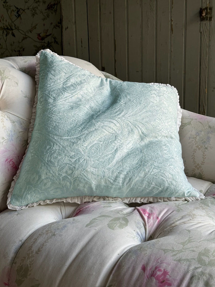 Pale Blue Damask Pillow - 18