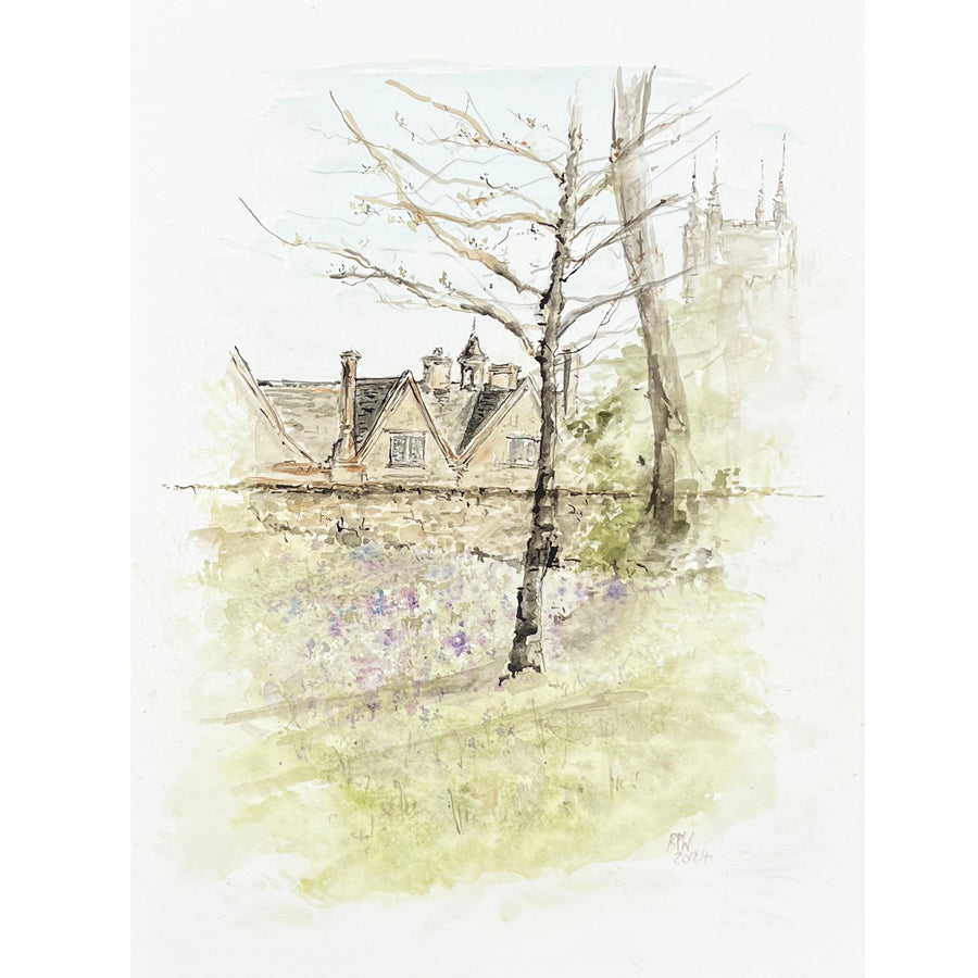 Ben Peck-Whiston Original Painting - Meadow Manor Collection - Mells Manor View