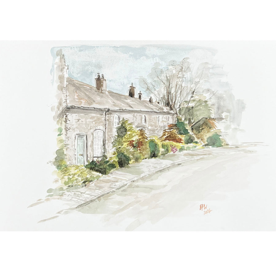 Ben Peck-Whiston Original Painting - Meadow Manor Collection - Mells Cottage Walk