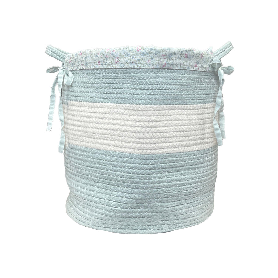 Woven Teal and Cream Basket with Rachel Ashwell® Lining - Petula Linen