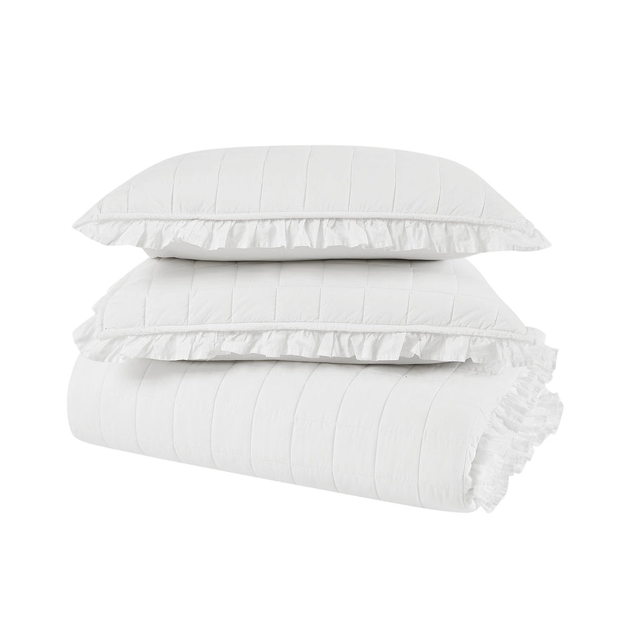 The Farmhouse by Rachel Ashwell - Ruffled Washed Cotton White - Quilt Set