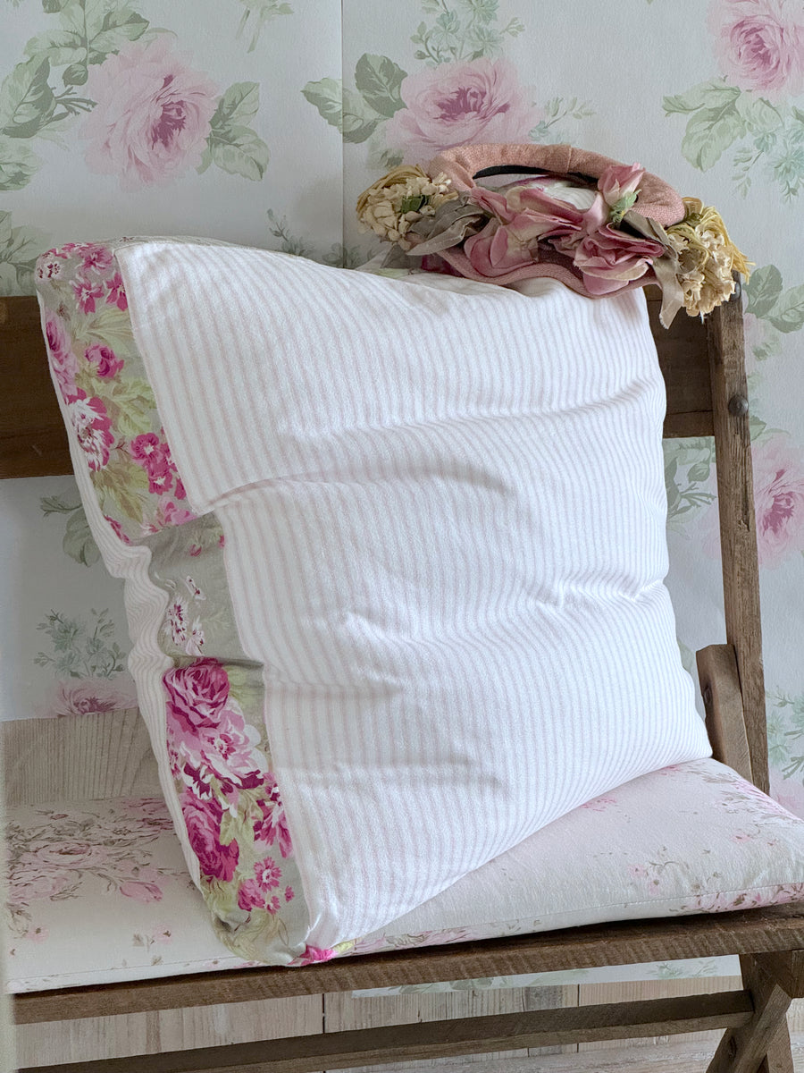 Paradise Cove Khaki Rose Pink Stripe Pillow  - 22