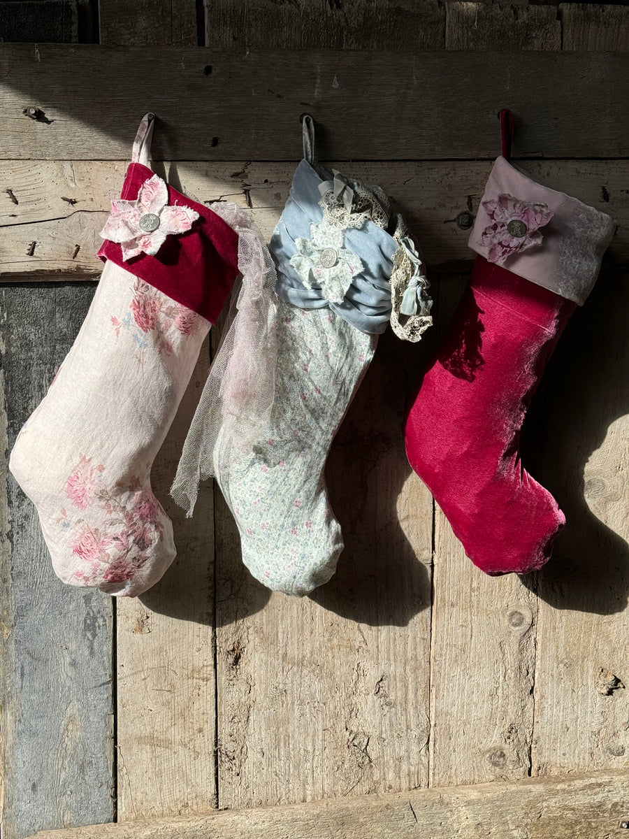 Christmas Stockings - Raspberry and Pink Velvet Stocking