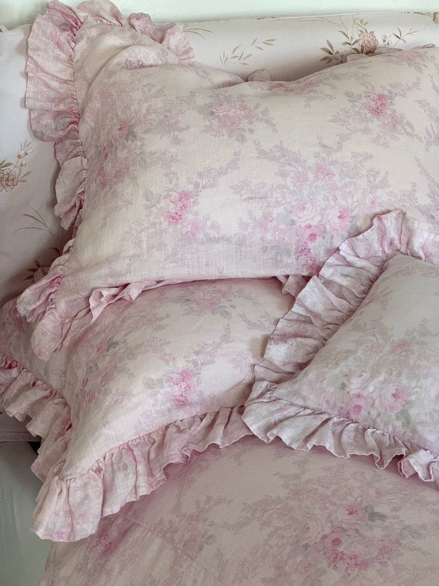 Ikat Floral Overdye Pink Linen Boudoir