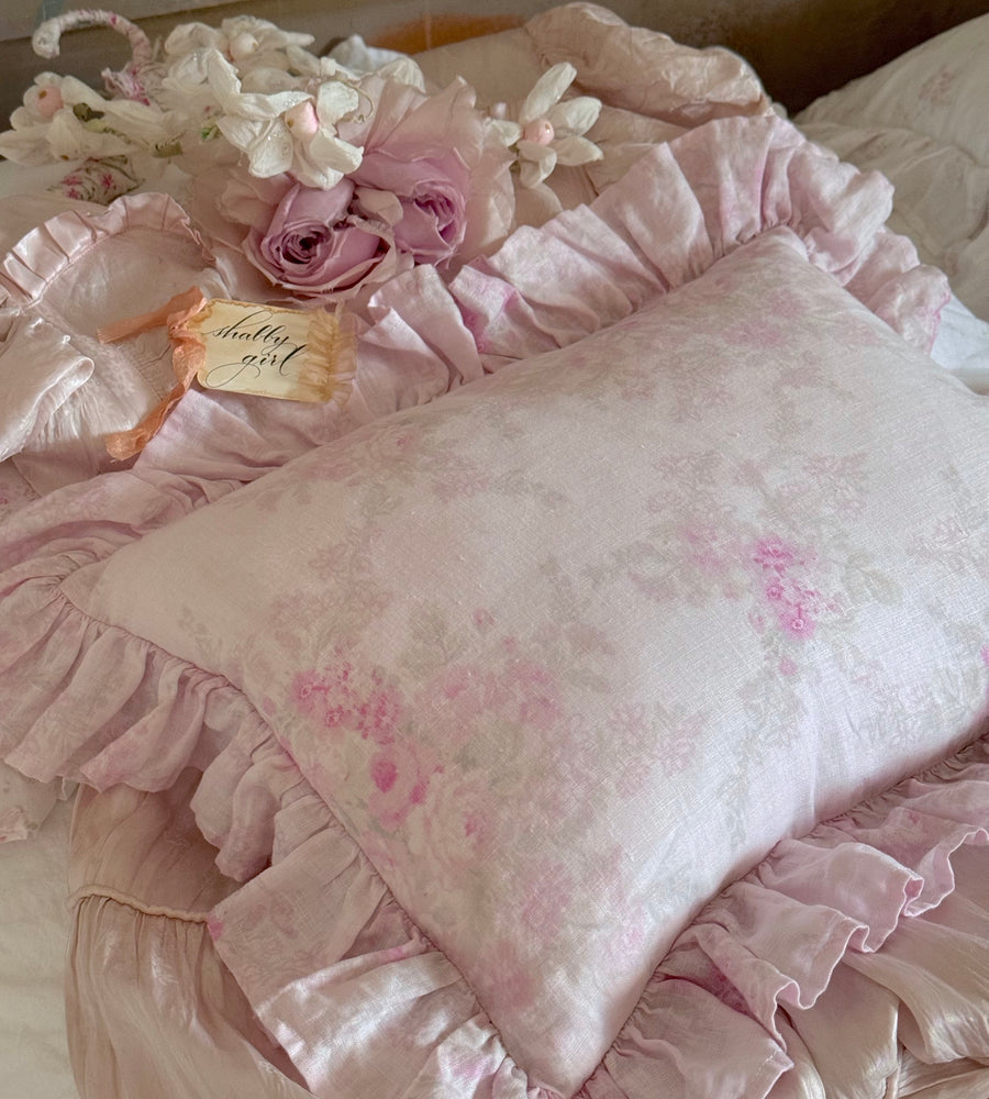 Ikat Floral Overdye Pink Linen Boudoir