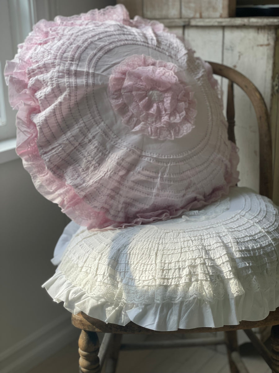 Sugarplum Pink Petticoat Round Cotton Pillow