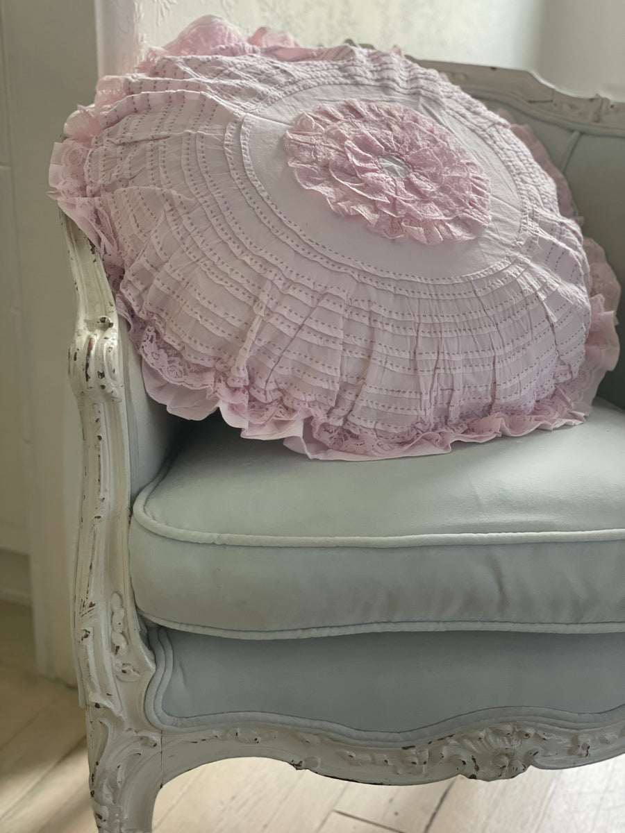 Sugarplum Pink Petticoat Round Cotton Pillow