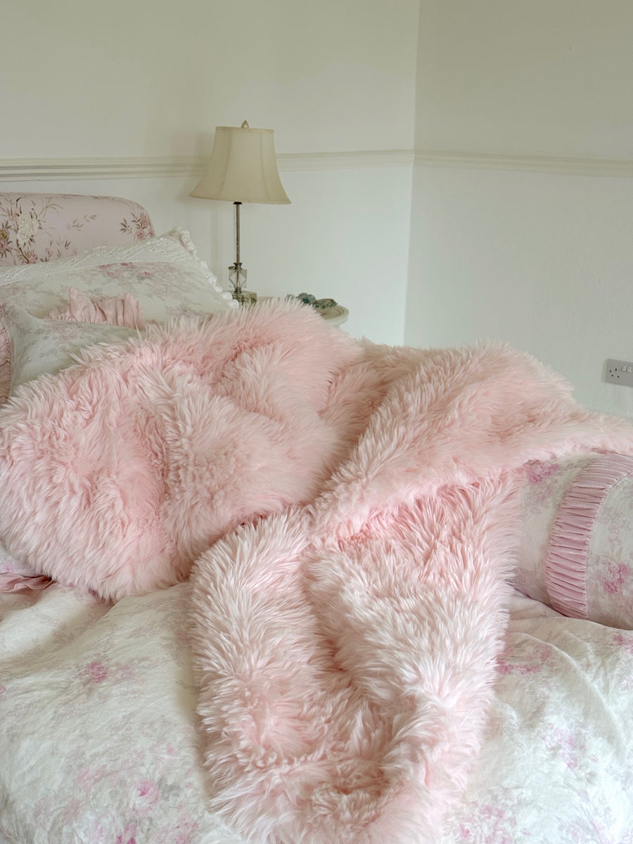 Candy Pink Faux Fur Throw