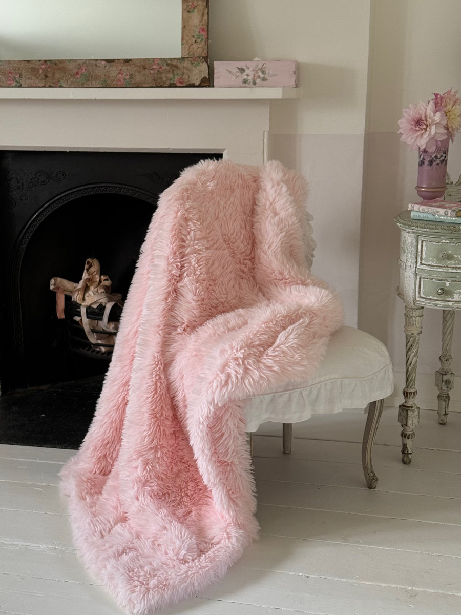 Candy Pink Faux Fur Throw